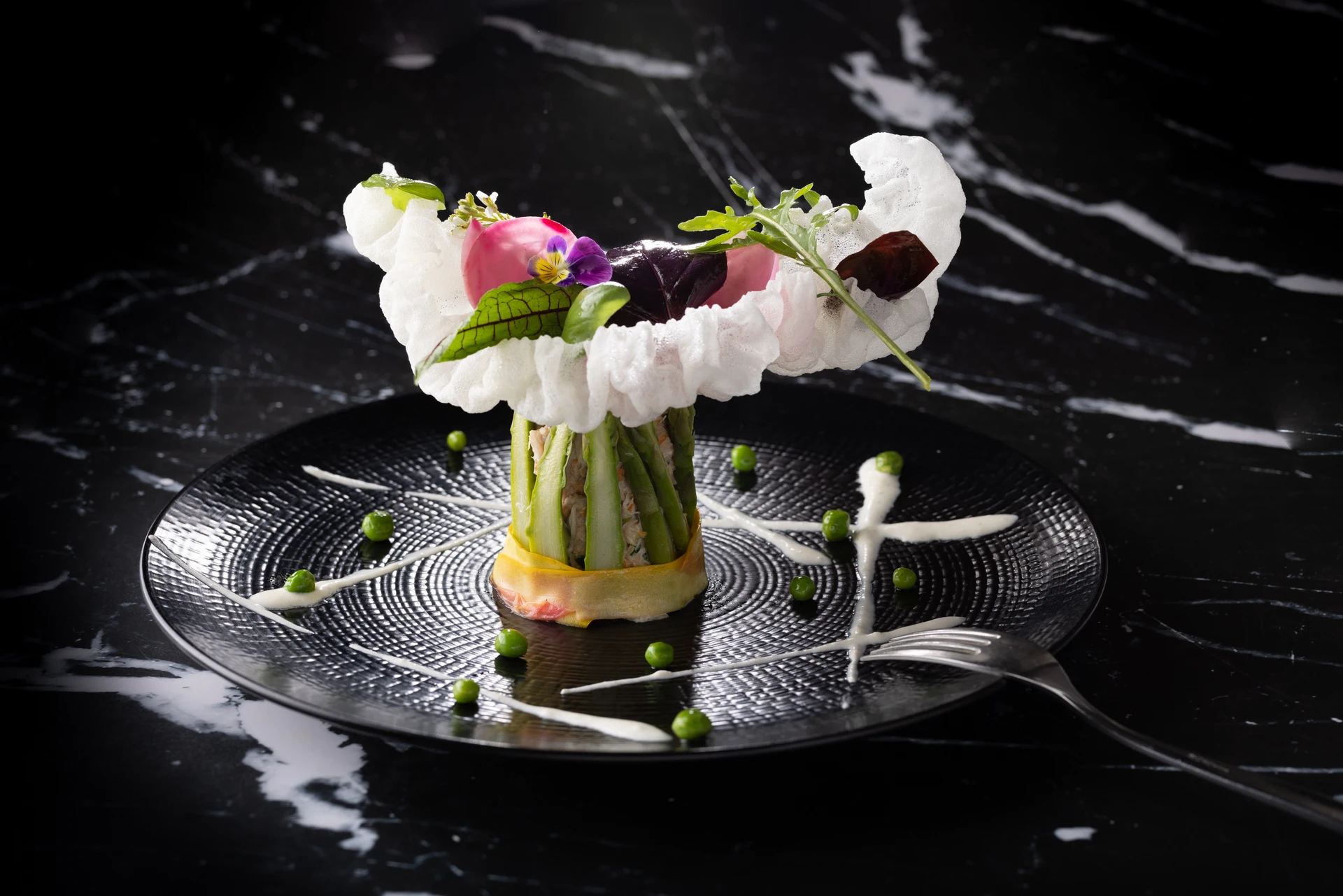 Dessert gastronomique création du chef Marc Cordy